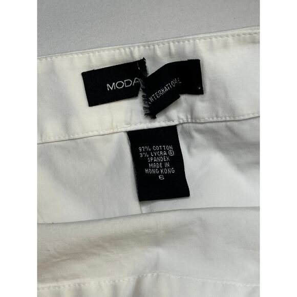 Moda International White Maxi Skirt Size 6 Cotton Blend Side Zip - Picture 3 of 4